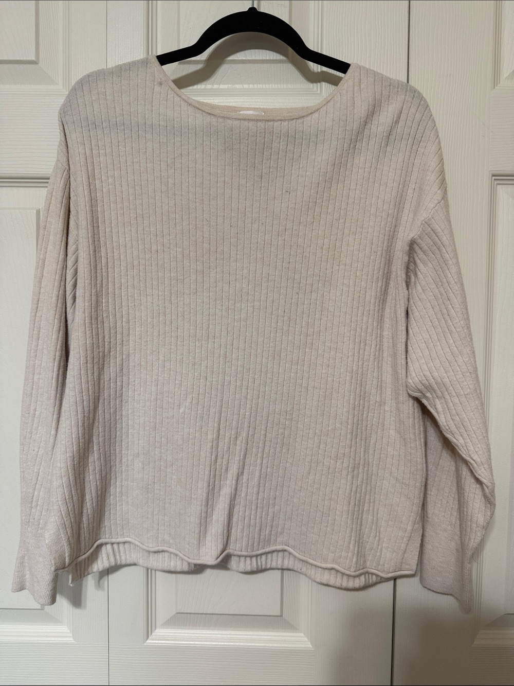 stars above Cream Ribbed Long-Sleeve Top